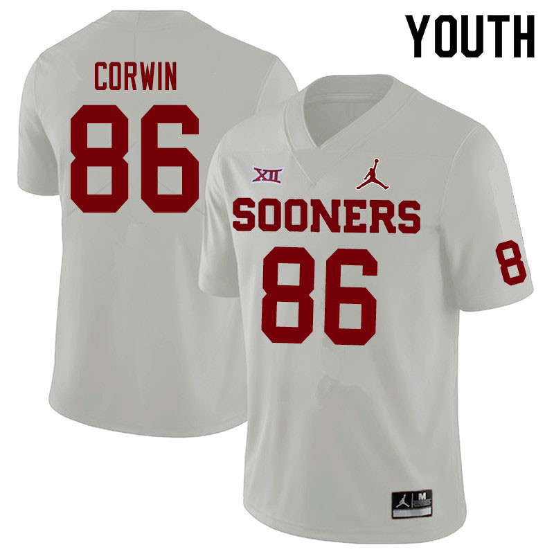 Jordan Brand Youth #86 Finn Corwin Oklahoma Sooners College Football Jerseys Sale-White - Click Image to Close
